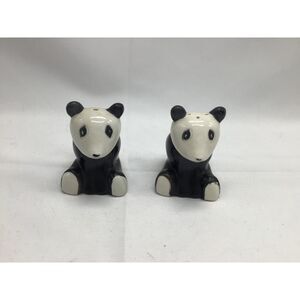 Ceramic Panda Bear Salt & Pepper Shaker Set Made in Japan 1950s Kitsch Novelty